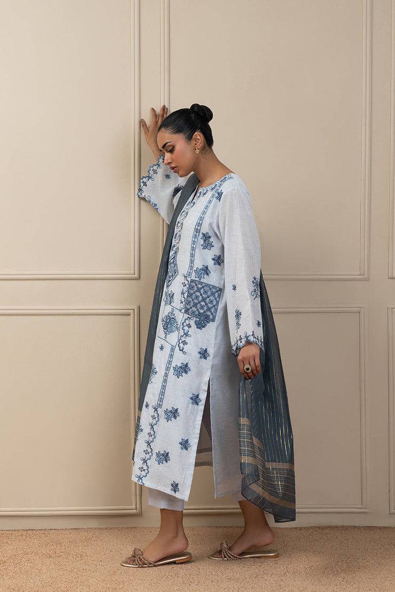 3 Piece Embroidered Net Multi Neps Suit (High Casual)