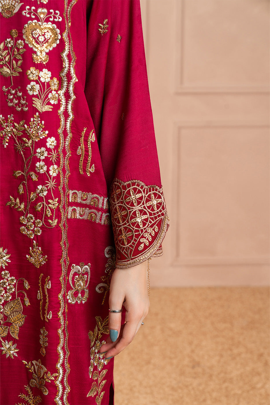 2 PIECE EMBROIDERED RAW SILK SUIT (LUXURY PRET)