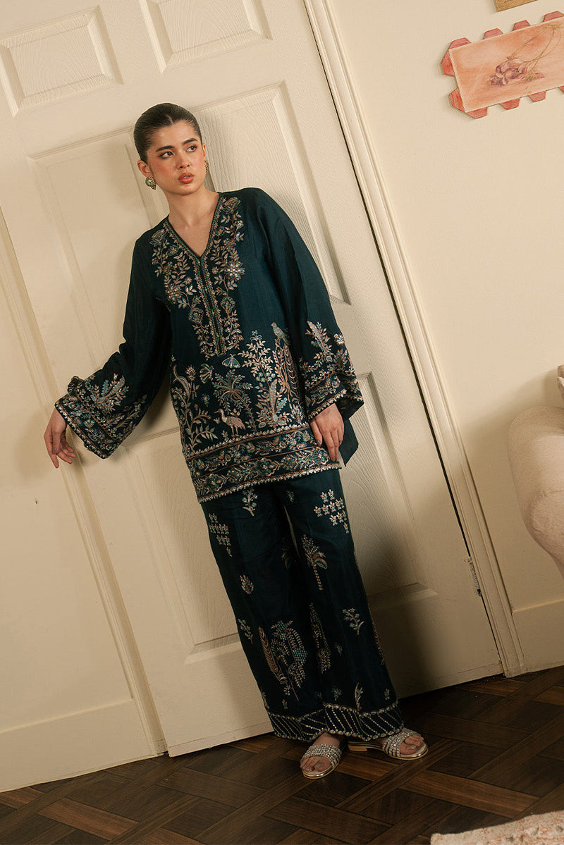 2 Piece Embroidered Raw Silk Suit (Luxury Pret)