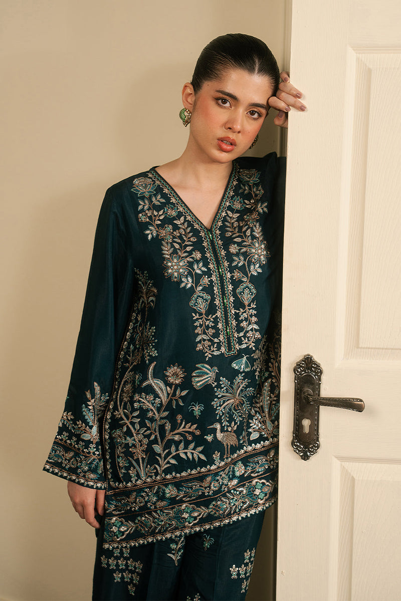2 Piece Embroidered Raw Silk Suit (Luxury Pret)