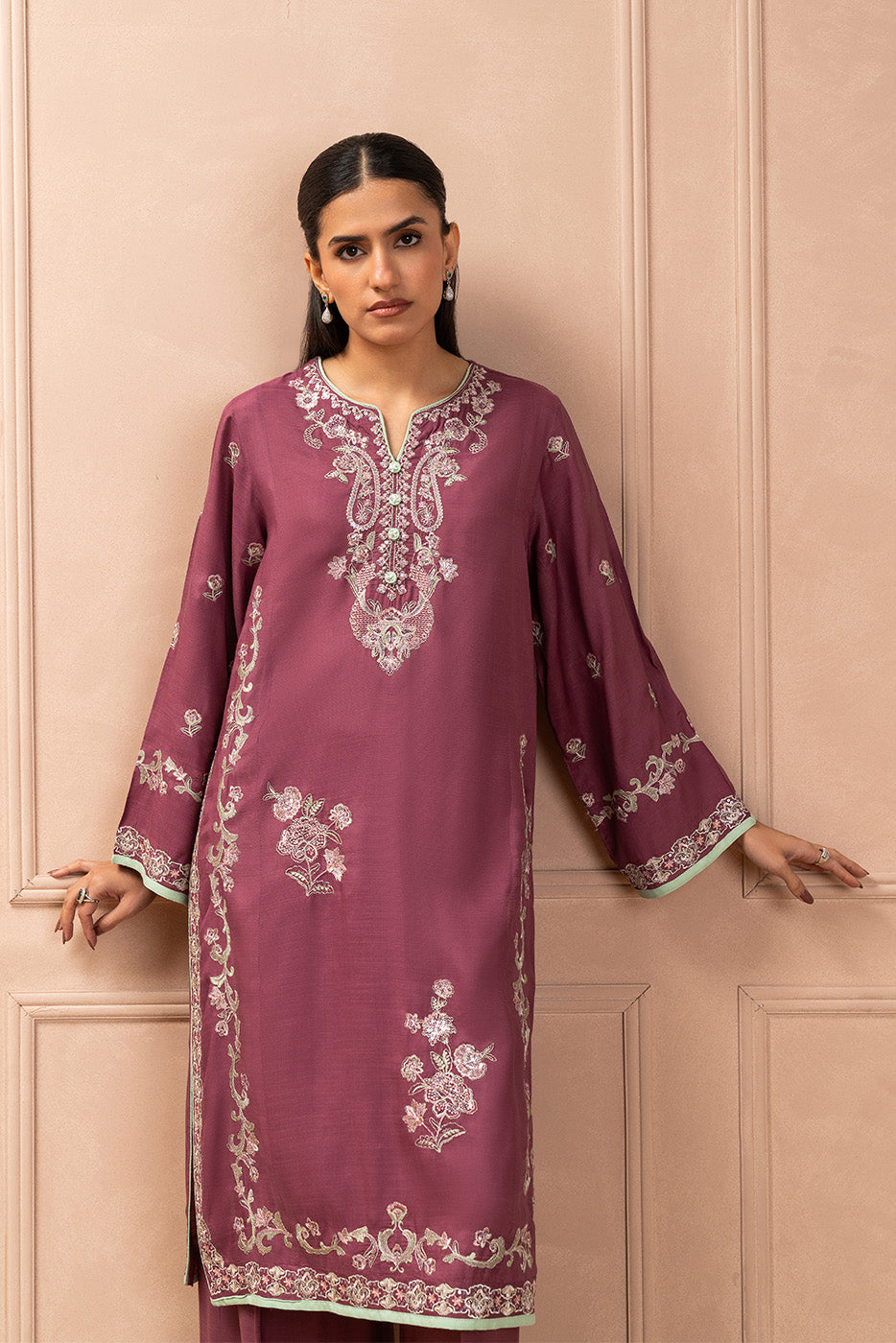 2 PIECE EMBROIDERED RAW SILK SUIT (LUXURY PRET)