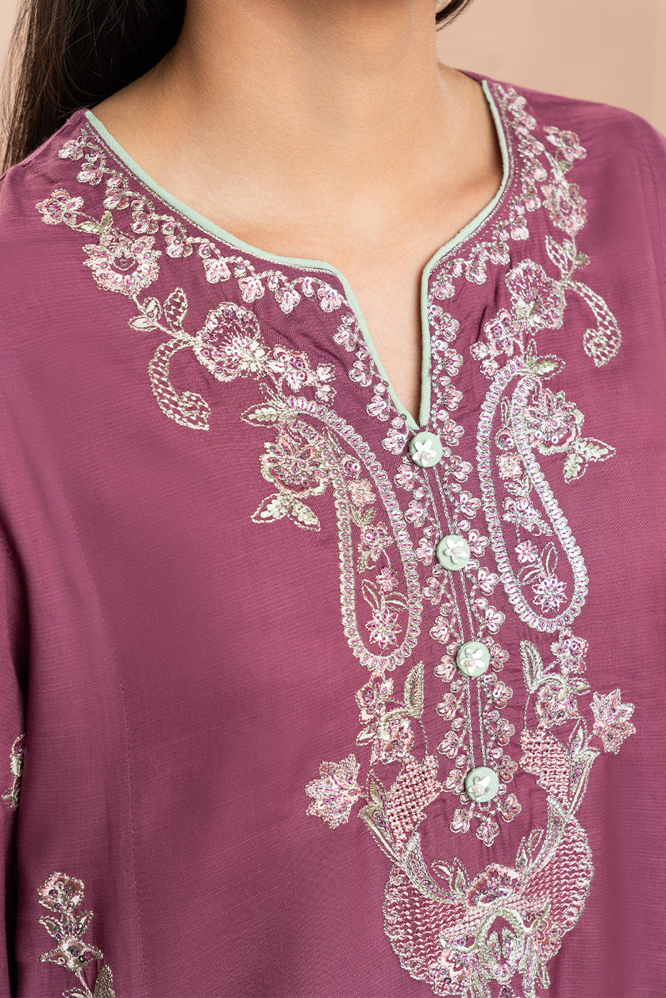 2 PIECE EMBROIDERED RAW SILK SUIT (LUXURY PRET)