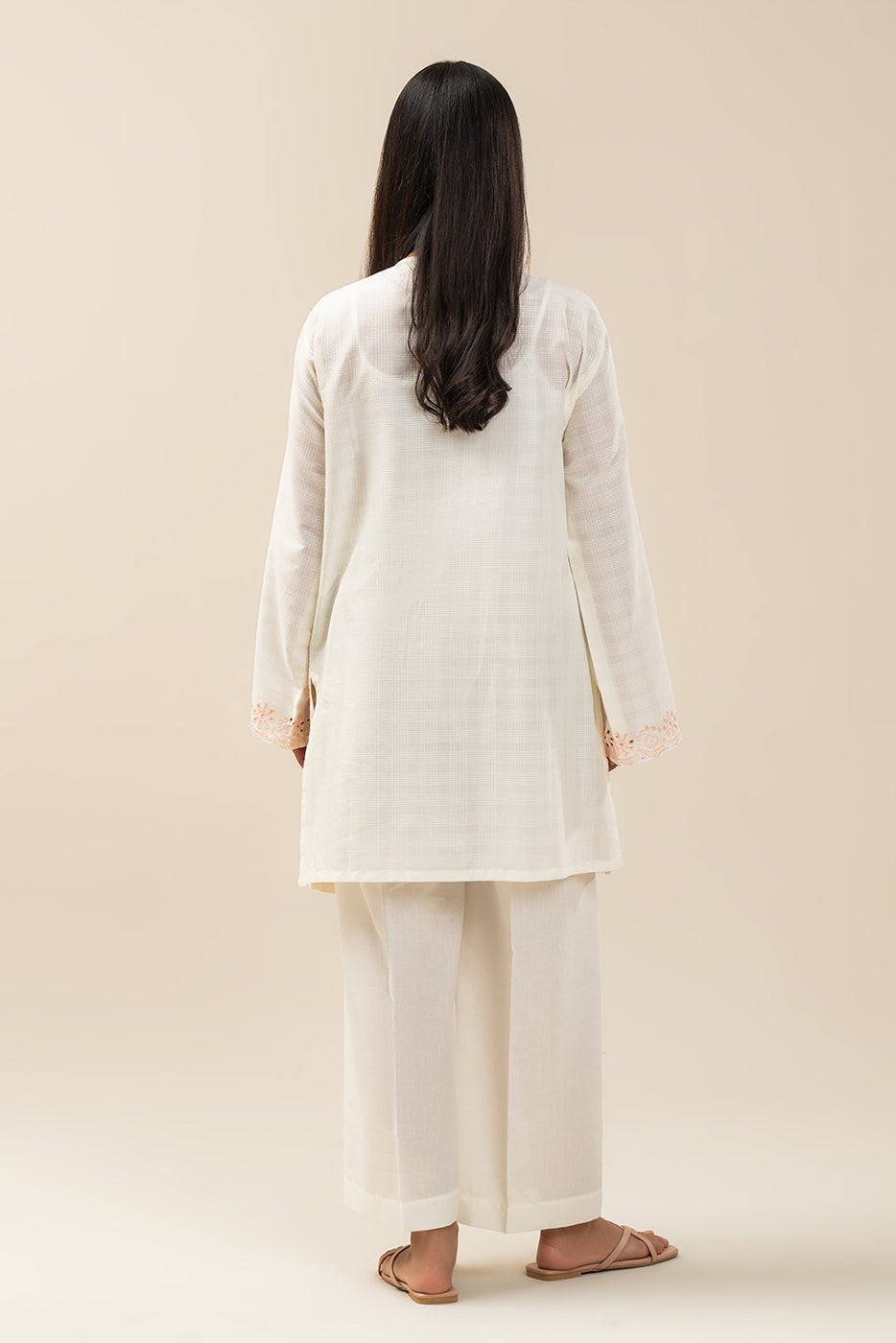 EMBROIDERED DORIA PEACH SHIRT (PRET)