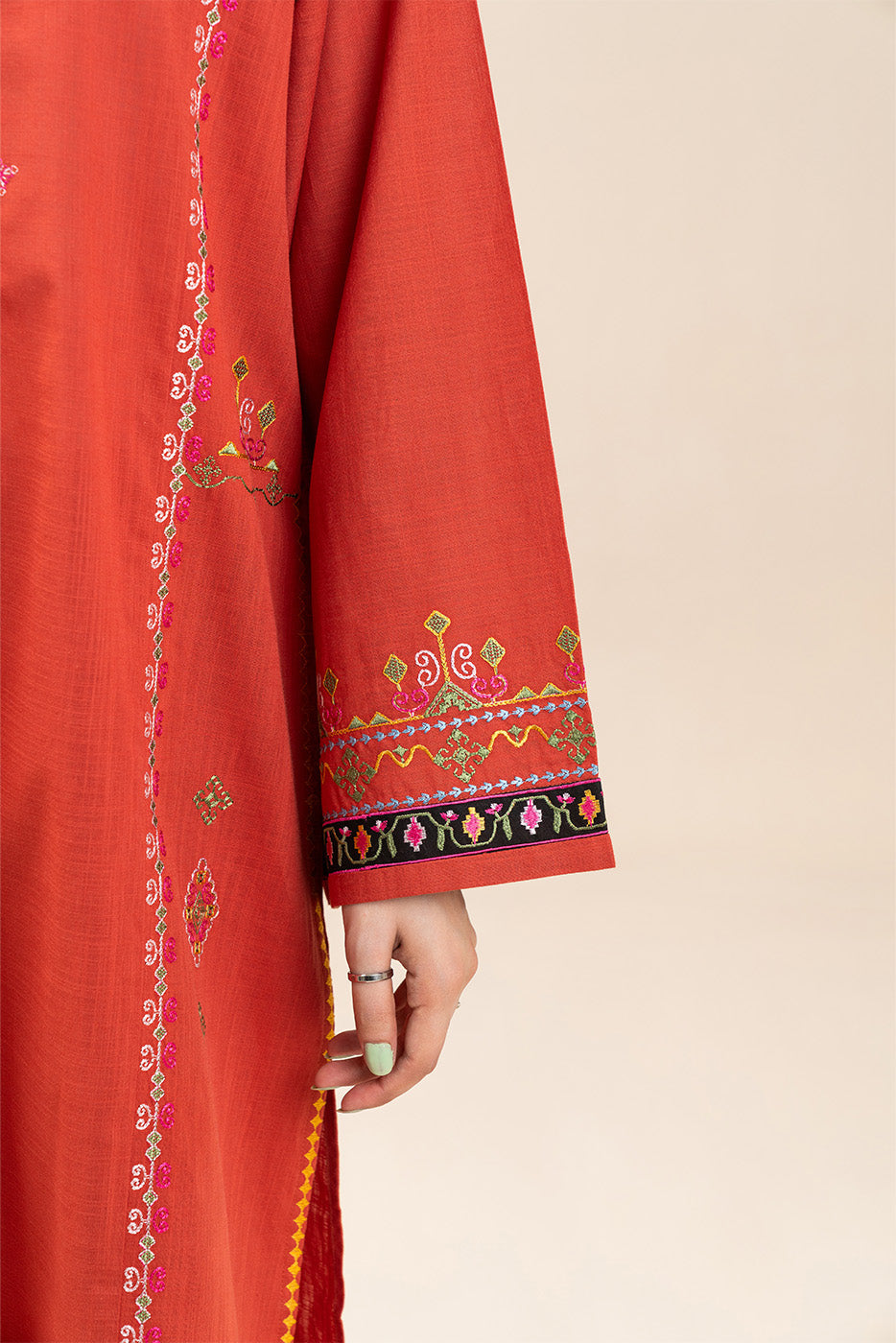2 PIECE EMBROIDERED TWO WAY SLUB SUIT (PRET)