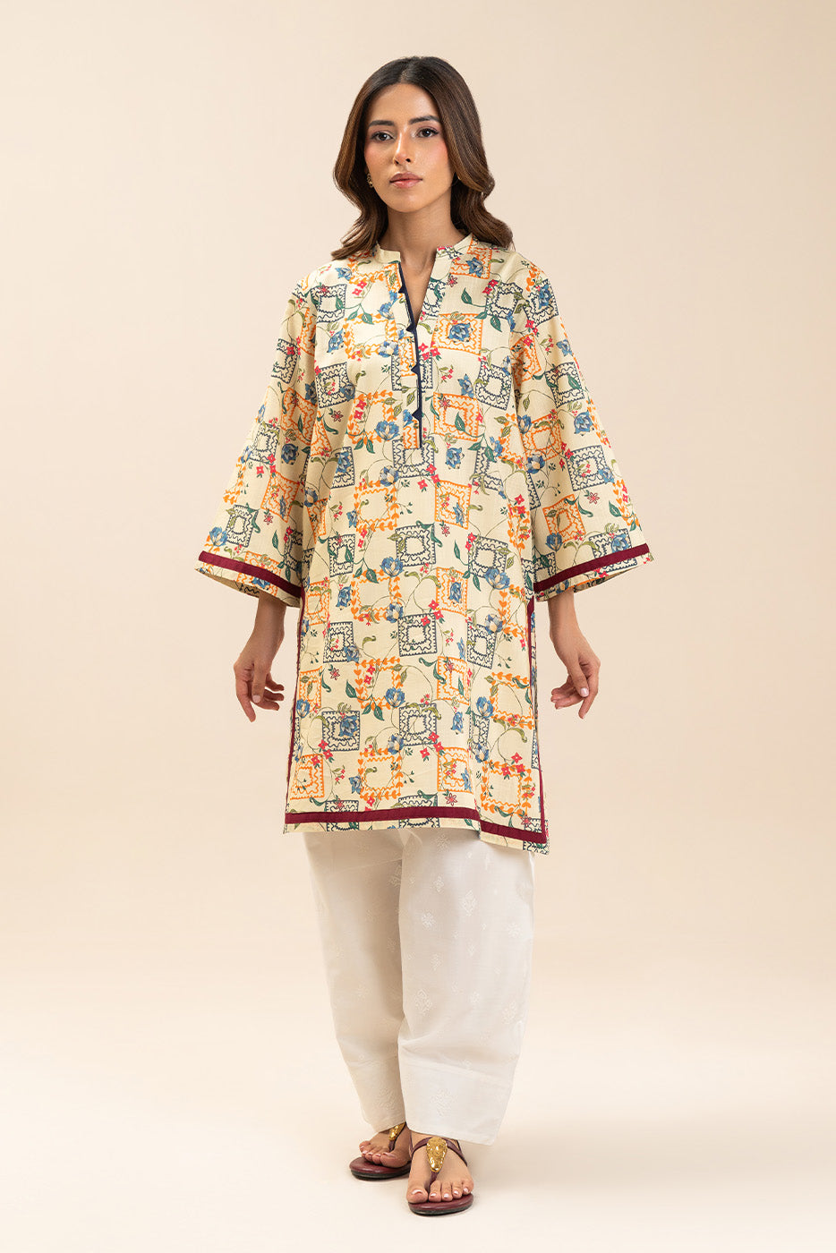PRINTED TWO WAY SLUB SHIRT (PRET)