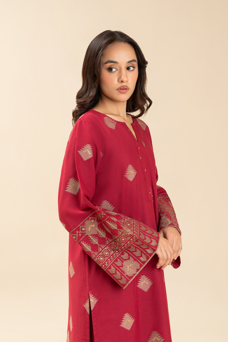 EMBROIDERED LUREX JACQUARD SHIRT (PRET)