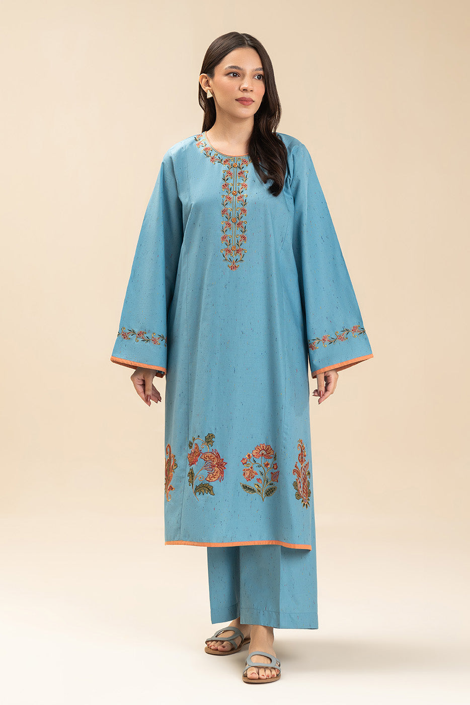 2 PIECE EMBROIDERED MULTI NEPS SUIT (PRET)