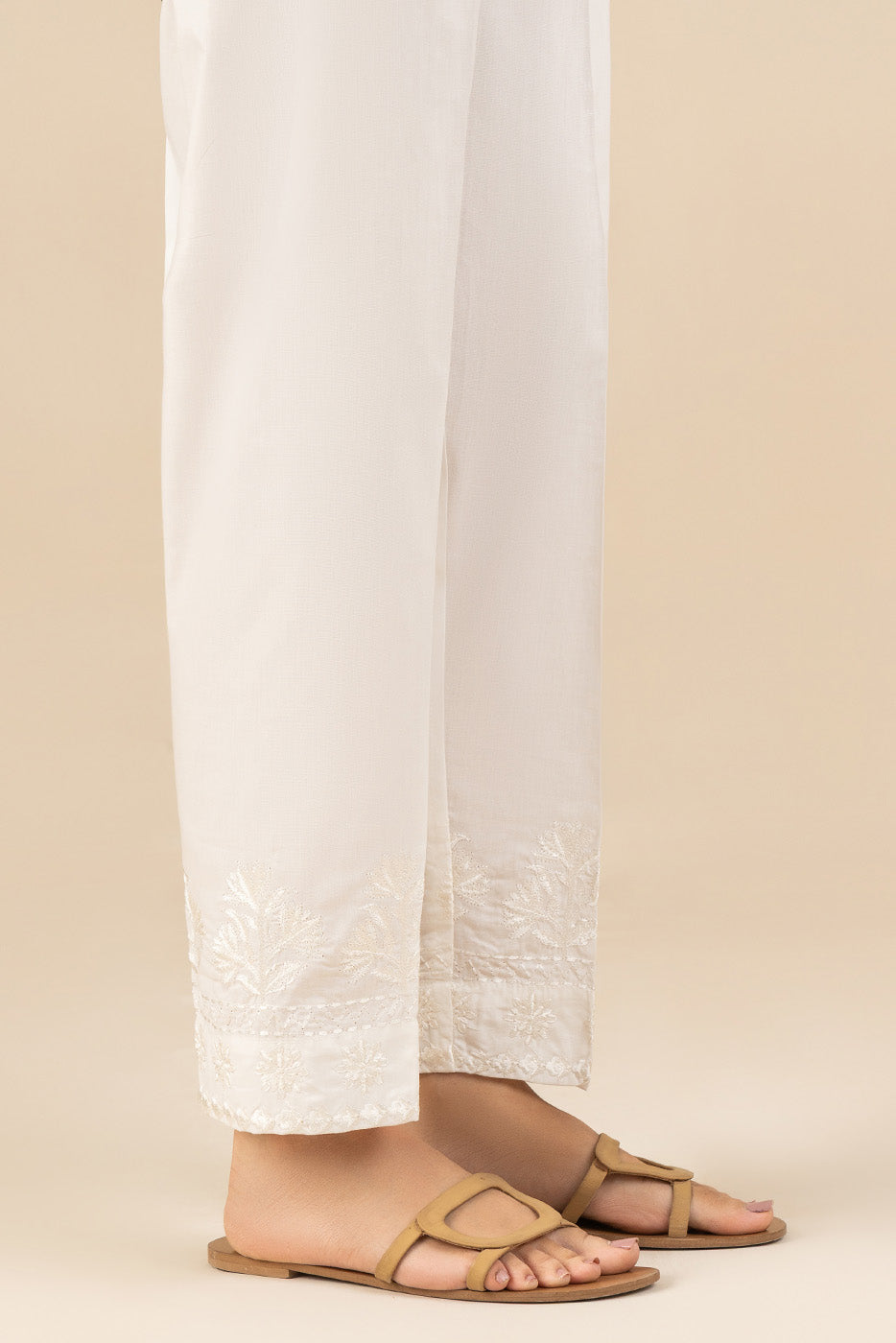 EMBROIDERED STRAIGHT PANTS - BT1260004PT1551-OFF WHITE-2000000307898-8