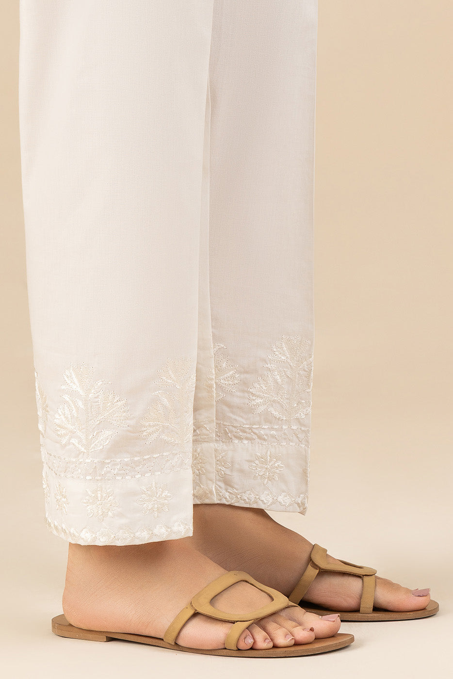EMBROIDERED STRAIGHT PANTS - BT1260004PT1551-OFF WHITE-2000000307898-8