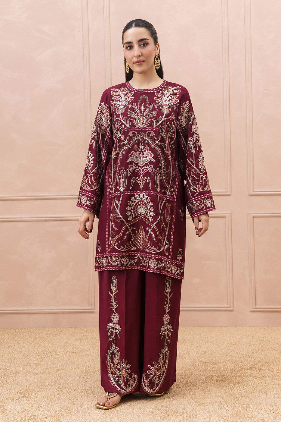 2 PIECE EMBROIDERED RAW SILK SUIT (LUXURY PRET)