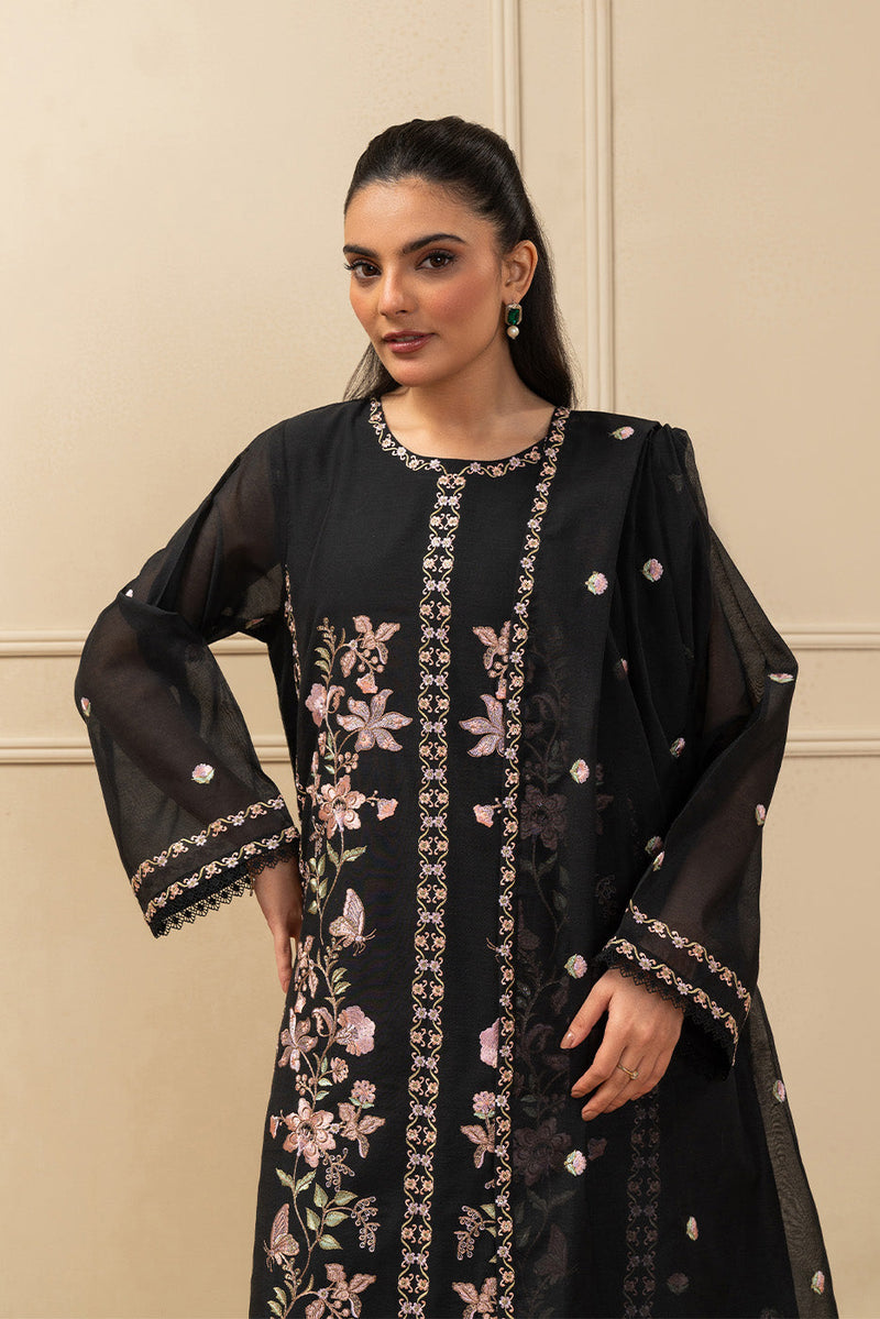 3 Piece Embroidered Paper Cotton Suit (High Casual)