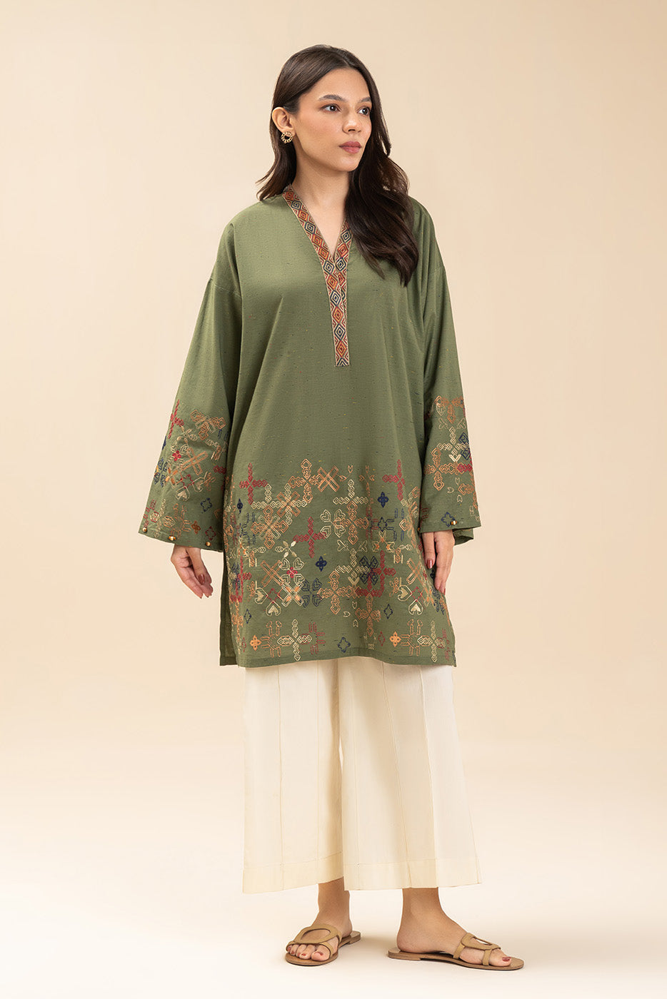 EMBROIDERED MULTI NEPS SHIRT (PRET)
