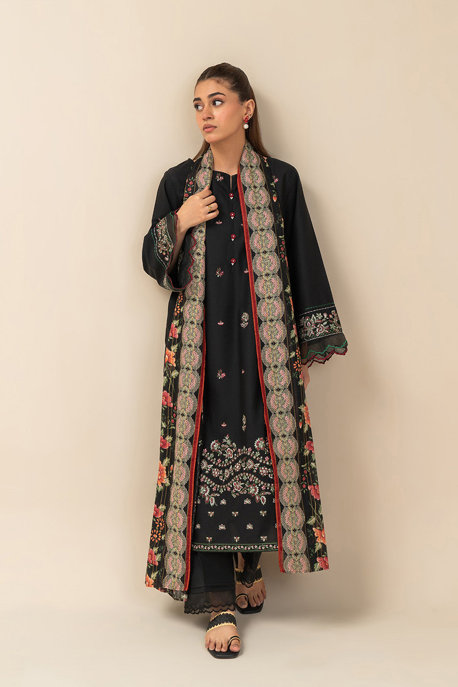 3 Piece Embroidered Lawn Suit-Spring Night (Unstitched)