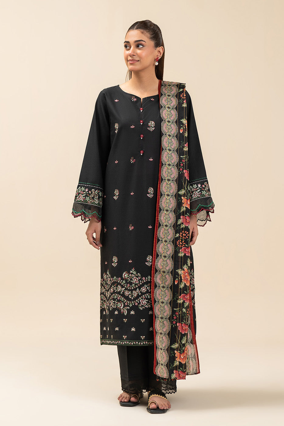 3 Piece Embroidered Lawn Suit-Spring Night (Unstitched)