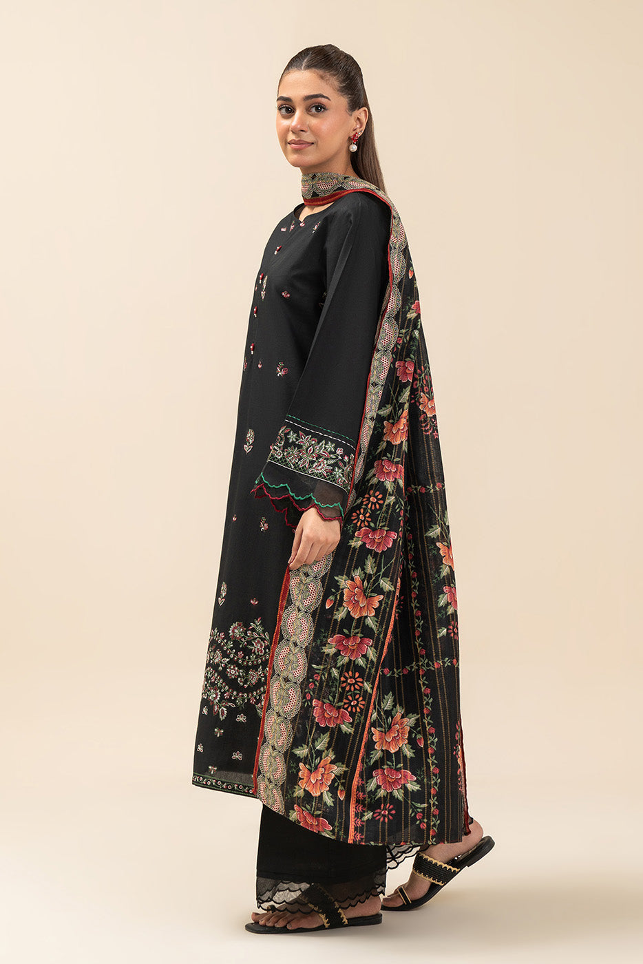 3 Piece Embroidered Lawn Suit-Spring Night (Unstitched)
