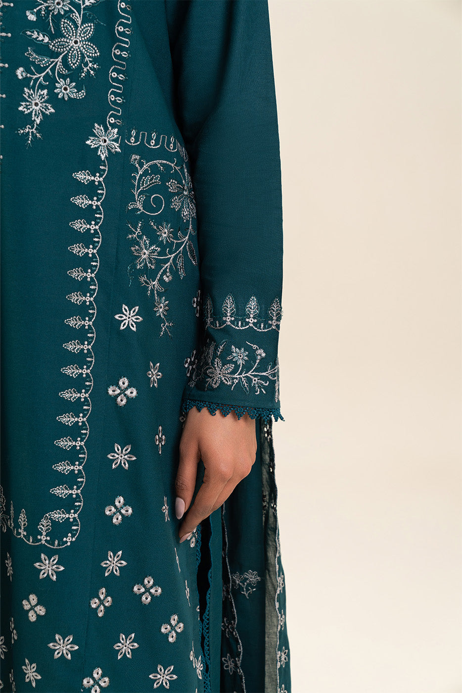 3 Piece Embroidered Lawn Suit-Stardust Teal (Unstitched)