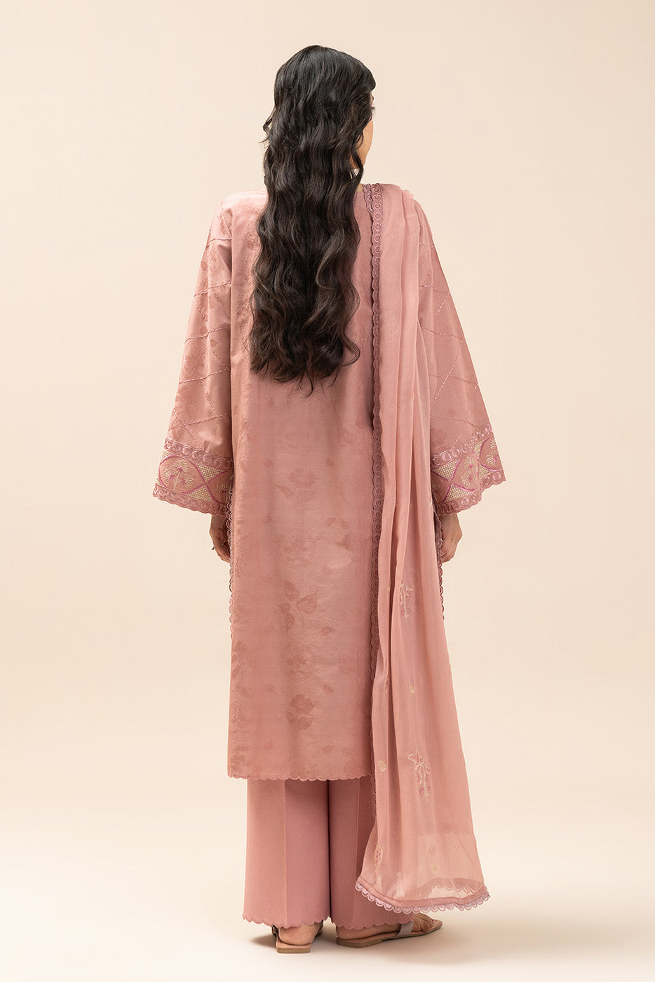 3 PIECE EMBROIDERED SELF JACQUARD SUIT-BLUSH GARDEN (UNSTITCHED)