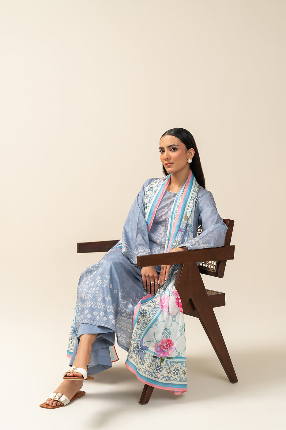 3 Piece Printed Lawn Suit-Dazzle Sage (Unstitched)