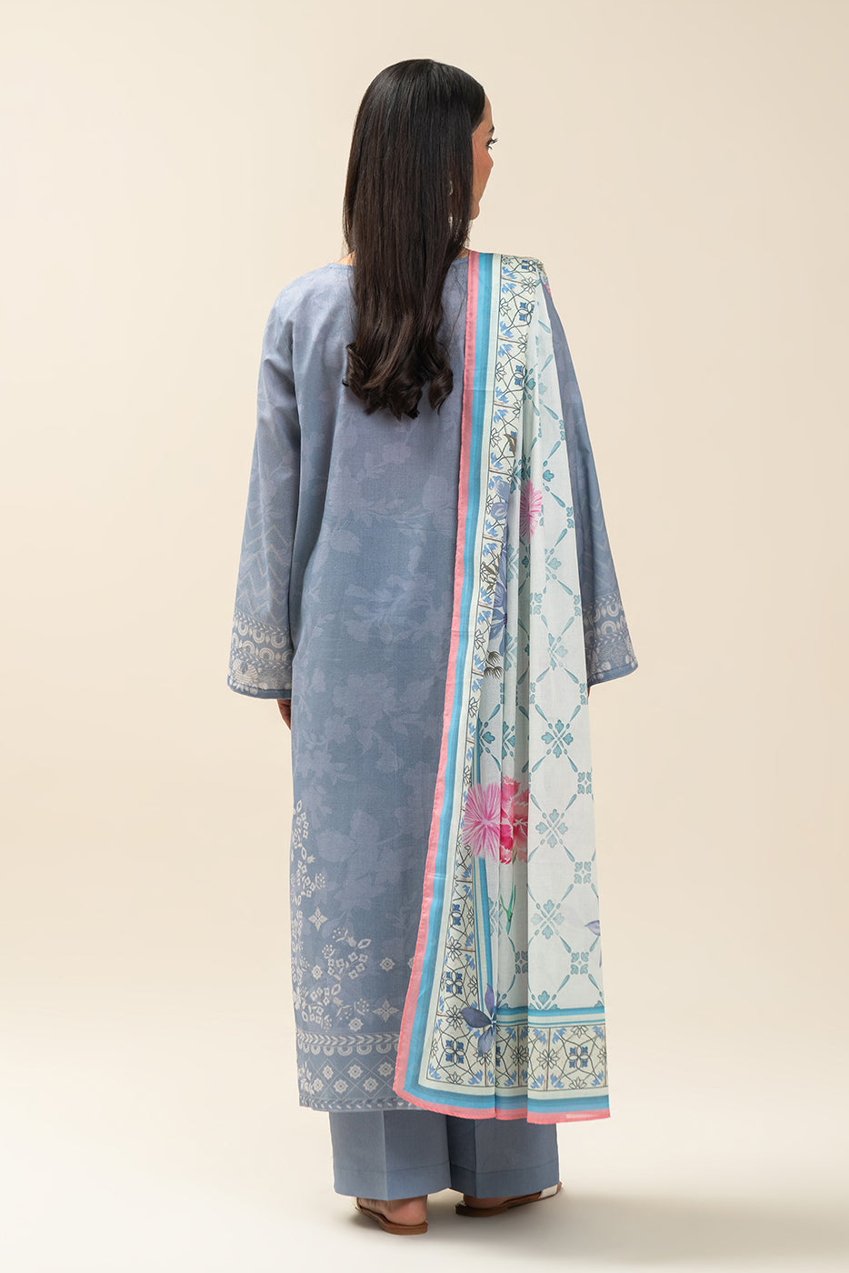 3 Piece Printed Lawn Suit-Dazzle Sage (Unstitched)