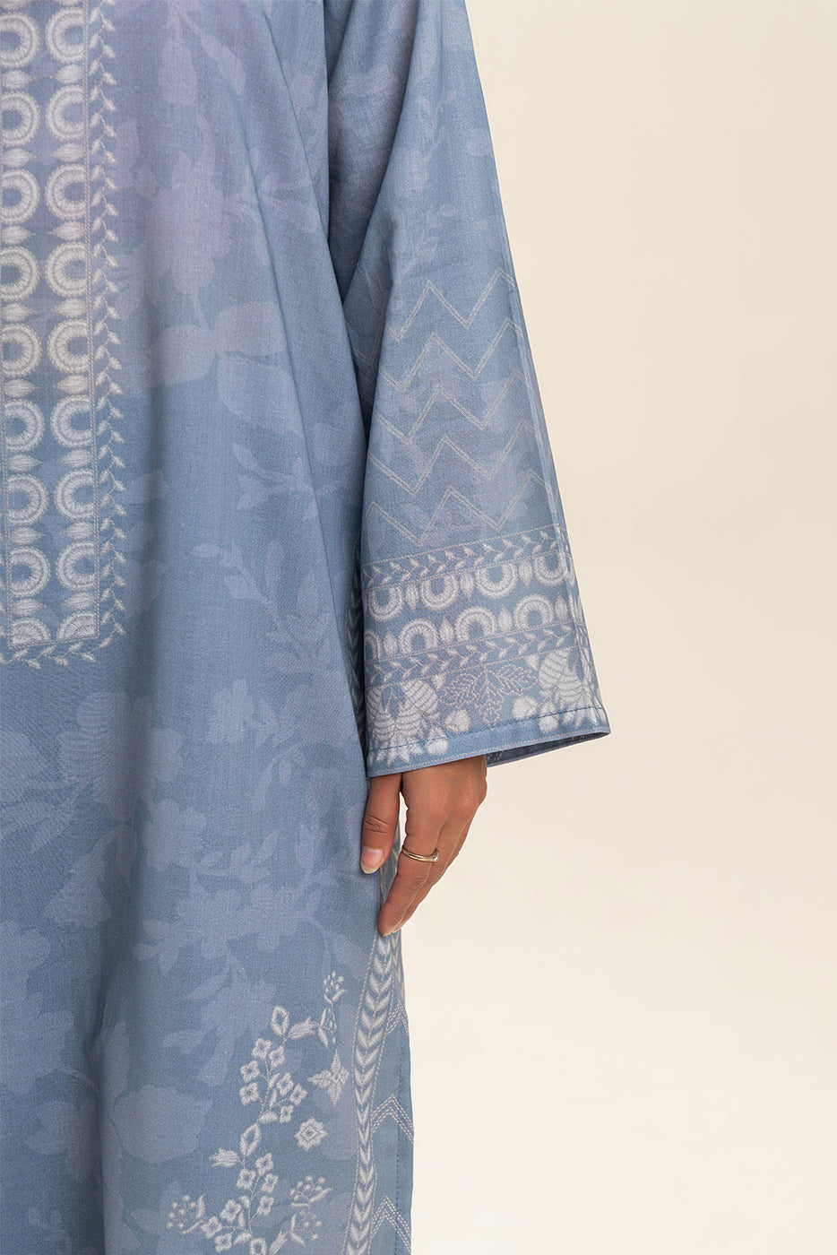 3 Piece Printed Lawn Suit-Dazzle Sage (Unstitched)