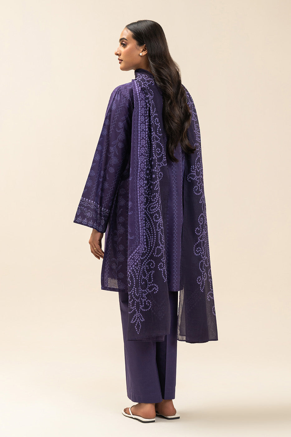 3 Piece Embroidered Lawn Suit-Moonlit Sea (Unstitched)