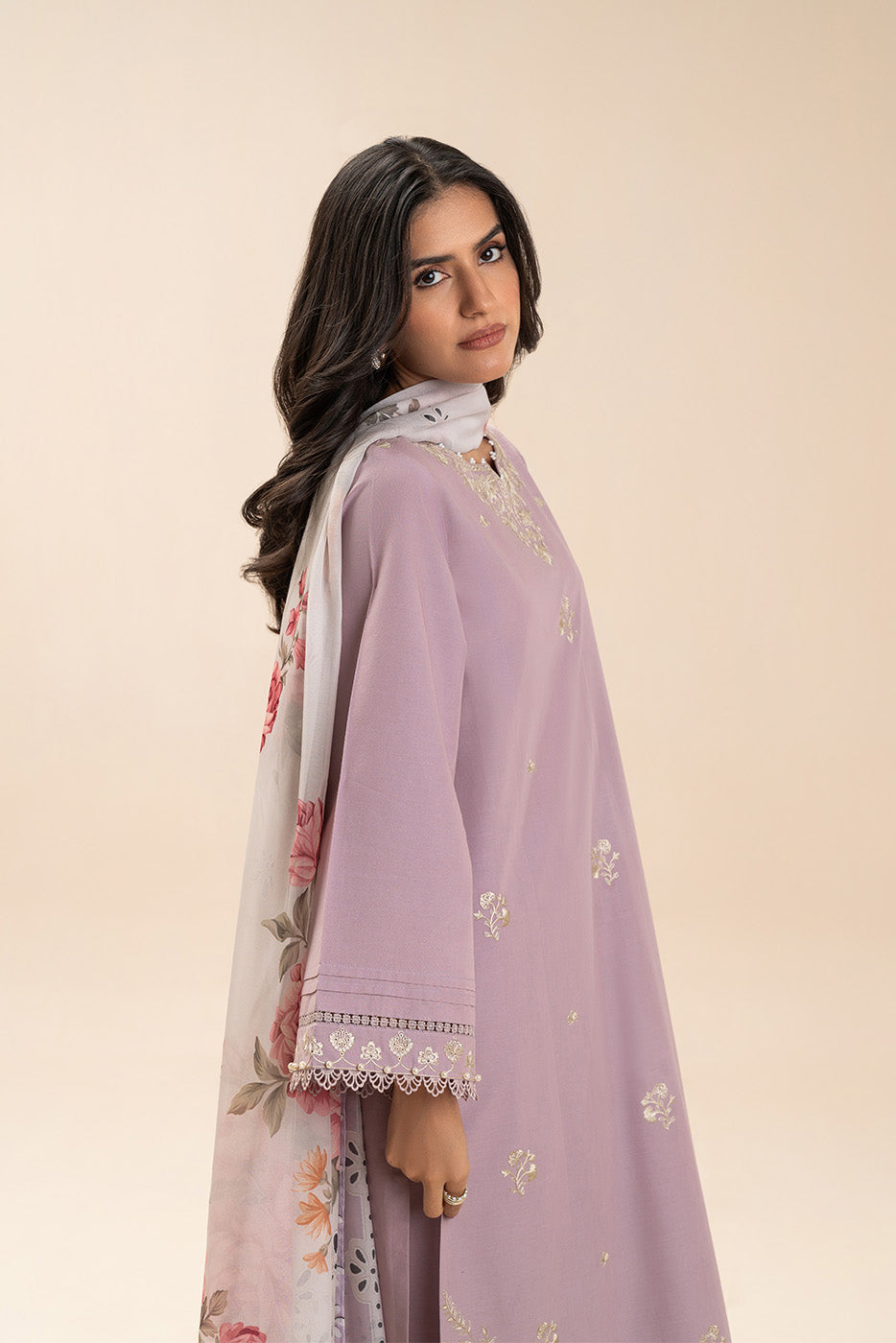 2 Piece Embroidered Lawn Suit-Lavender Blossom (Unstitched)
