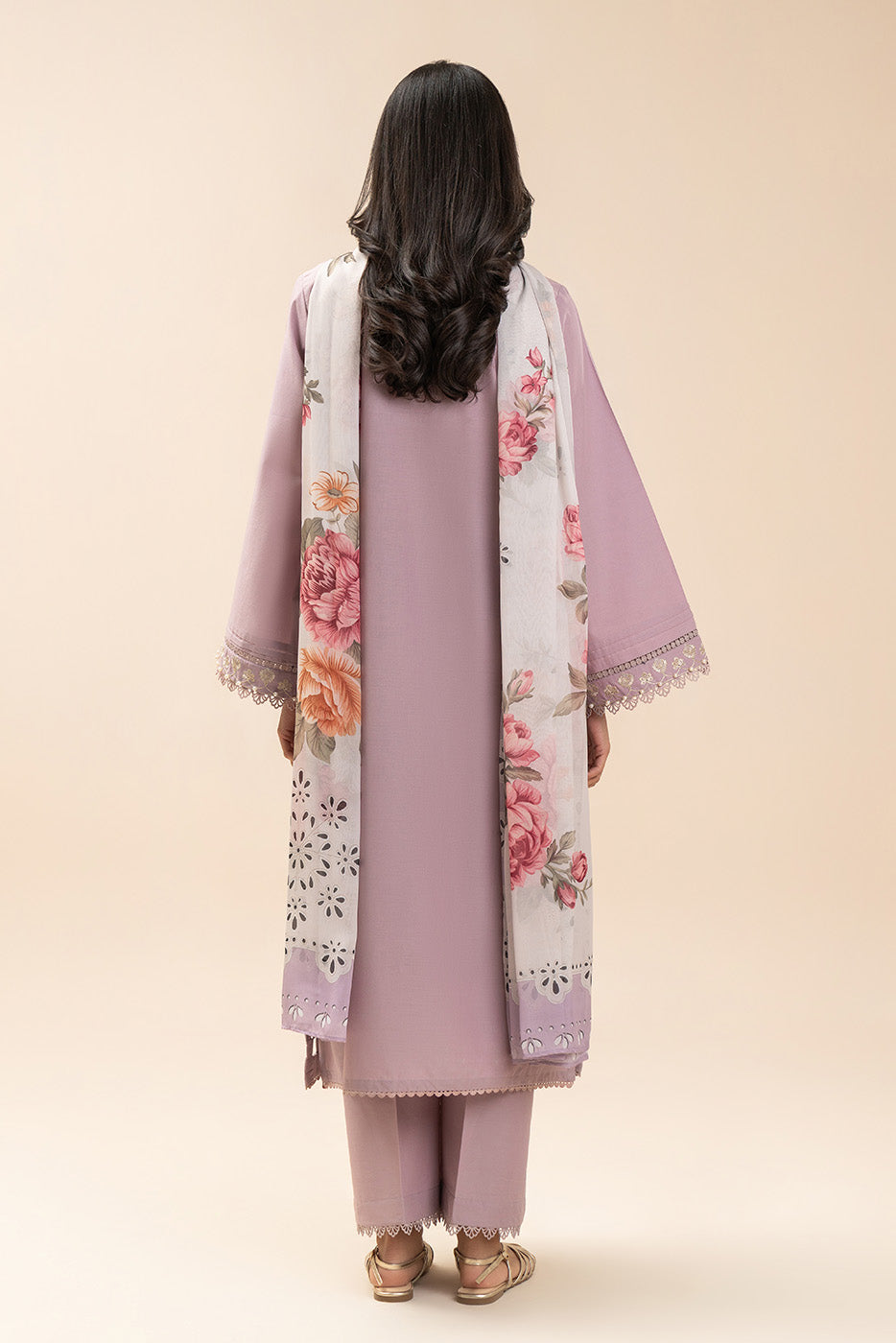 2 Piece Embroidered Lawn Suit-Lavender Blossom (Unstitched)