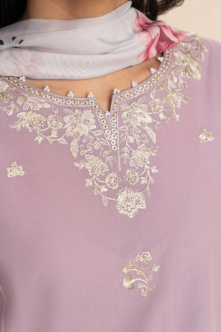 2 Piece Embroidered Lawn Suit-Lavender Blossom (Unstitched)