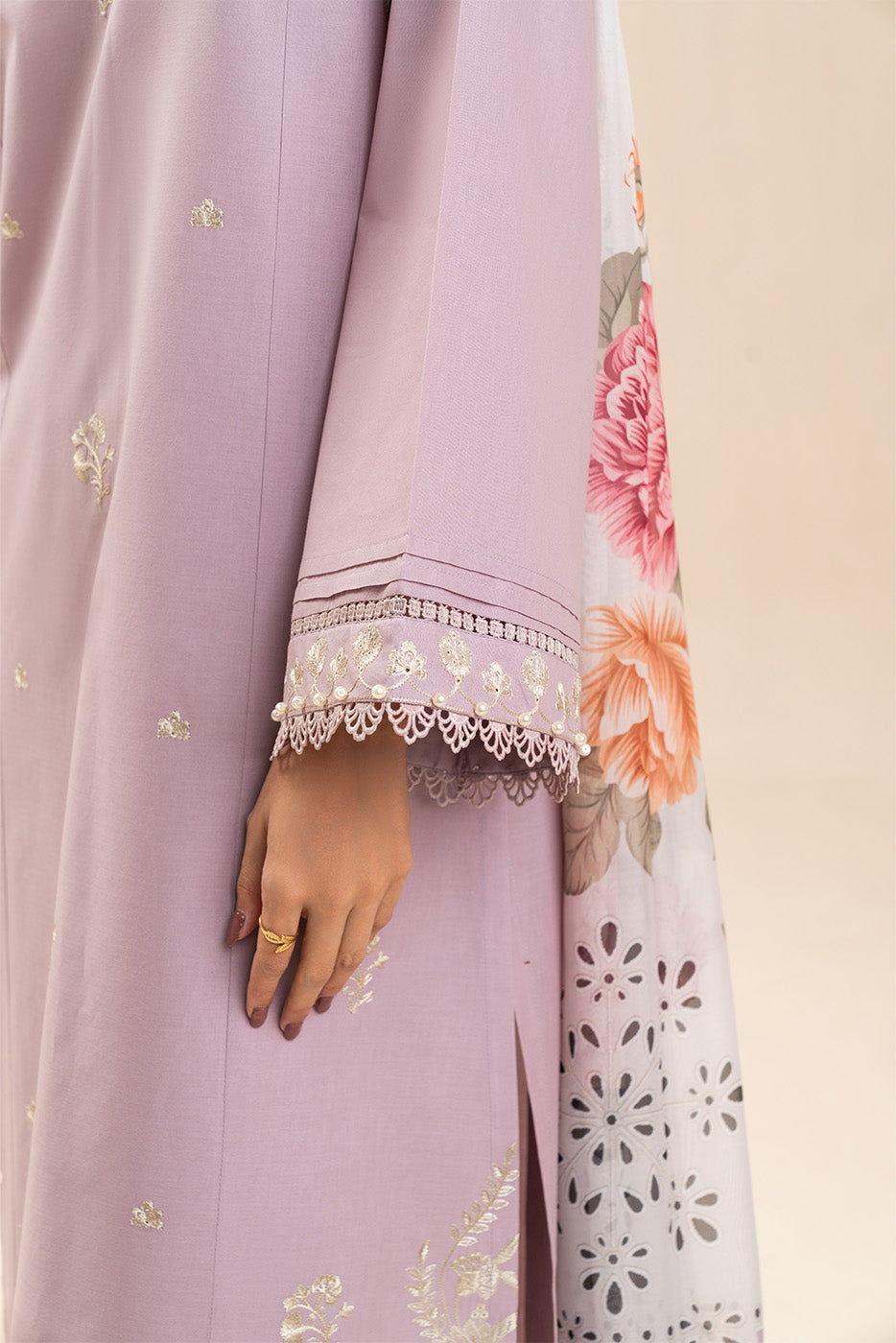 2 Piece Embroidered Lawn Suit-Lavender Blossom (Unstitched)