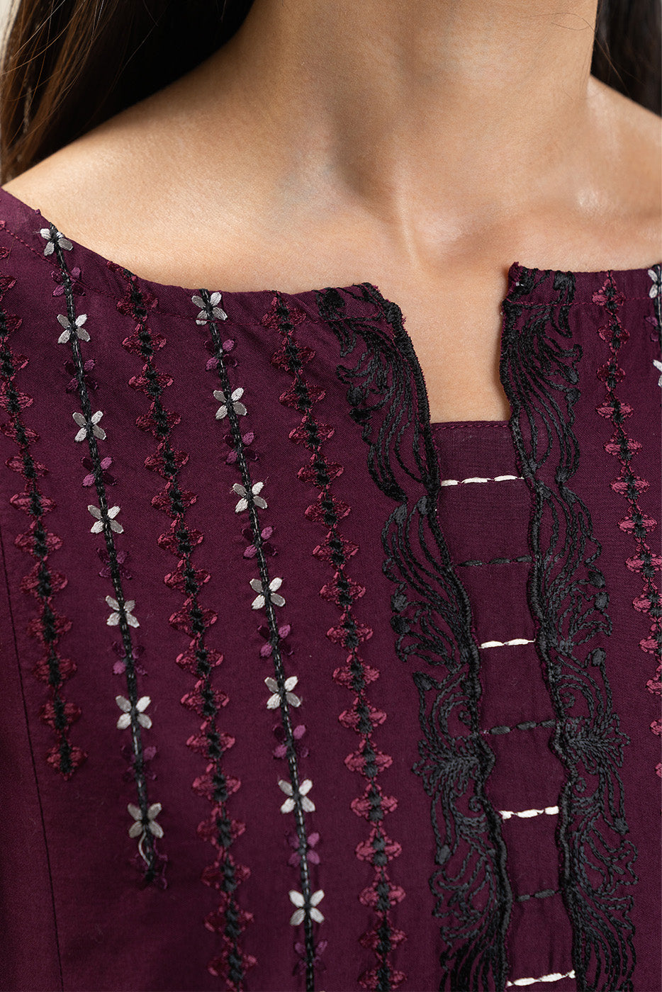 3 Piece Embroidered Lawn Suit-Tribal Code (Unstitched)