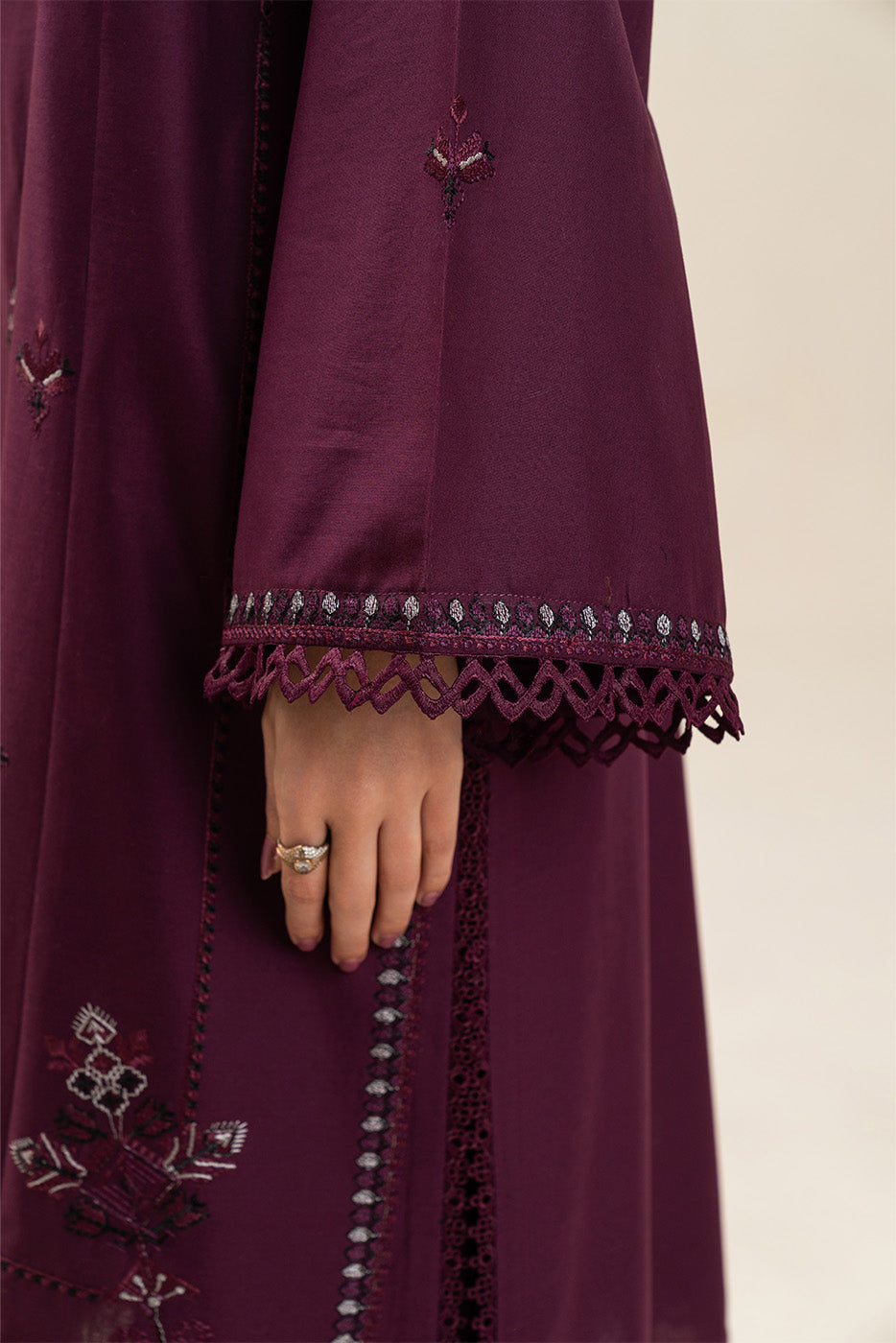 3 Piece Embroidered Lawn Suit-Tribal Code (Unstitched)