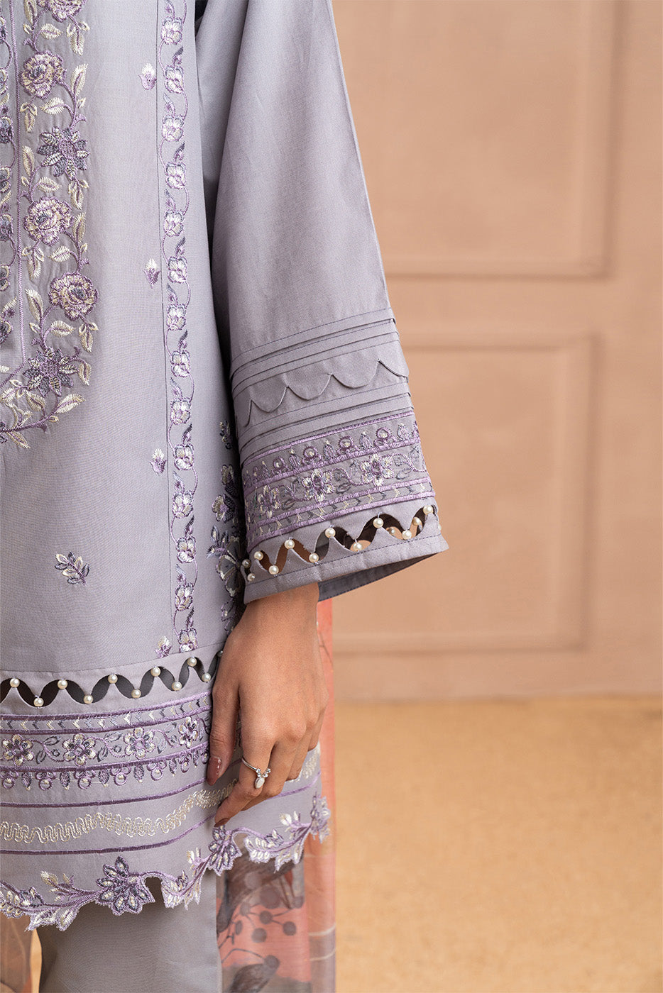 3 Piece Embroidered Lawn Suit-Arctic Serenity (Unstitched)