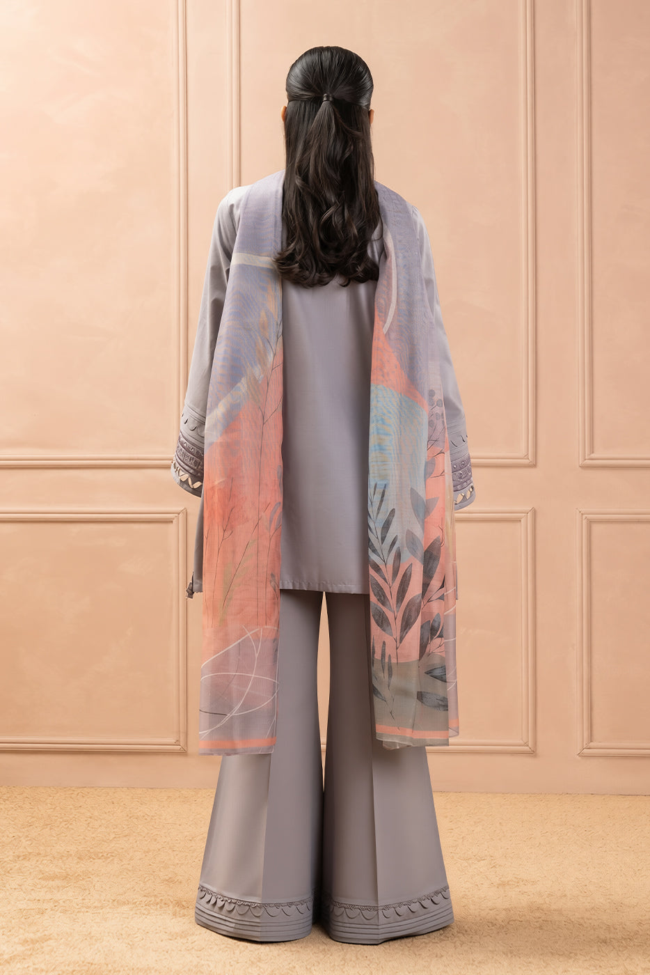 3 Piece Embroidered Lawn Suit-Arctic Serenity (Unstitched)