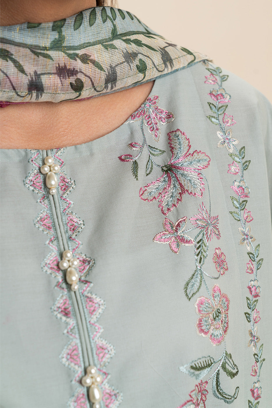 3 Piece Embroidered Lawn Suit-Seven Skies (Unstitched)