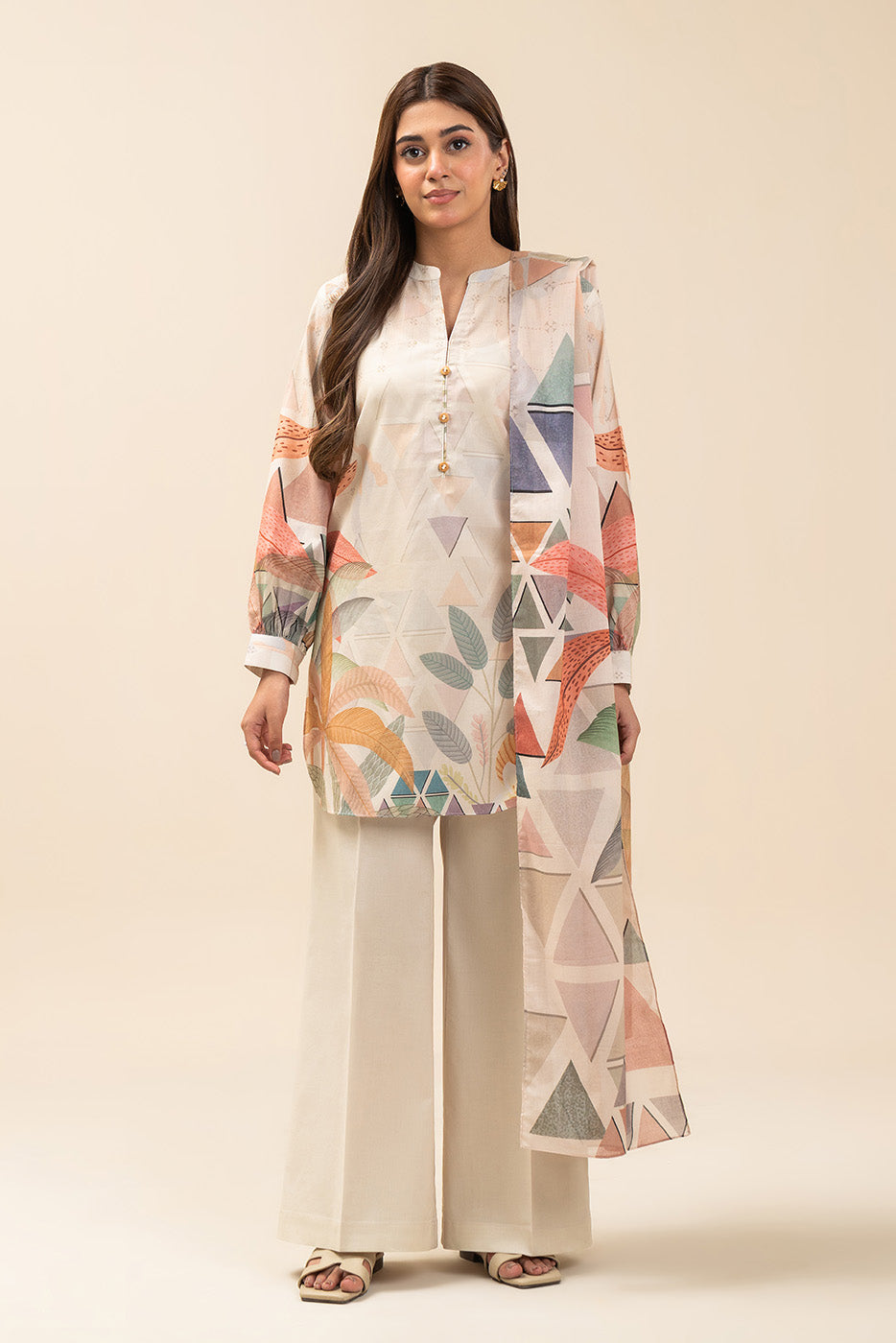 3 Piece Printed Lawn Suit-Muted Harmony (Unstitched)