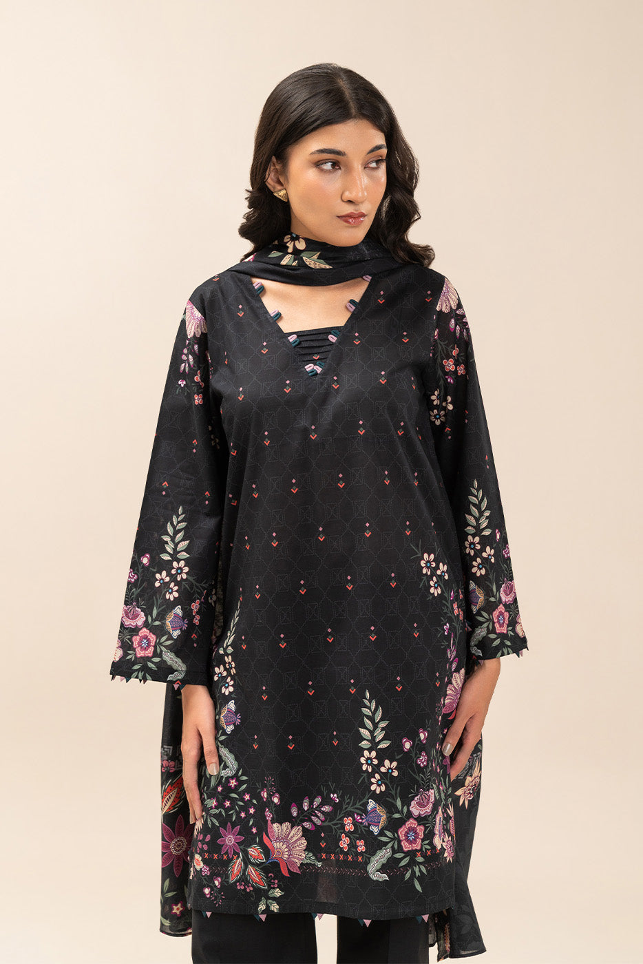 3 Piece Print Lawn Suit-Floral Eclipse (Unstitched)