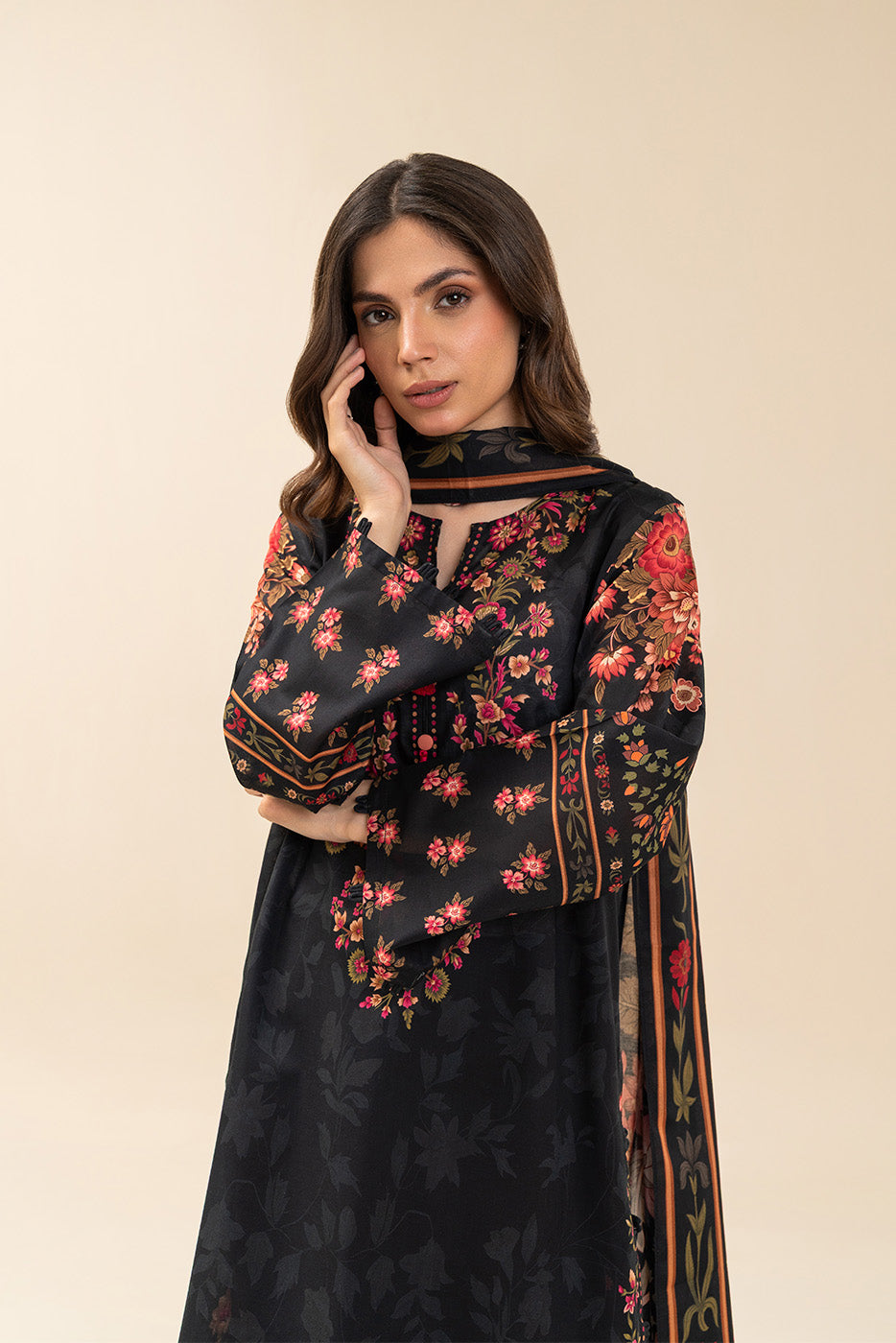 3 Piece Printed Lawn Suit-Twilight Blossom (Unstitched)