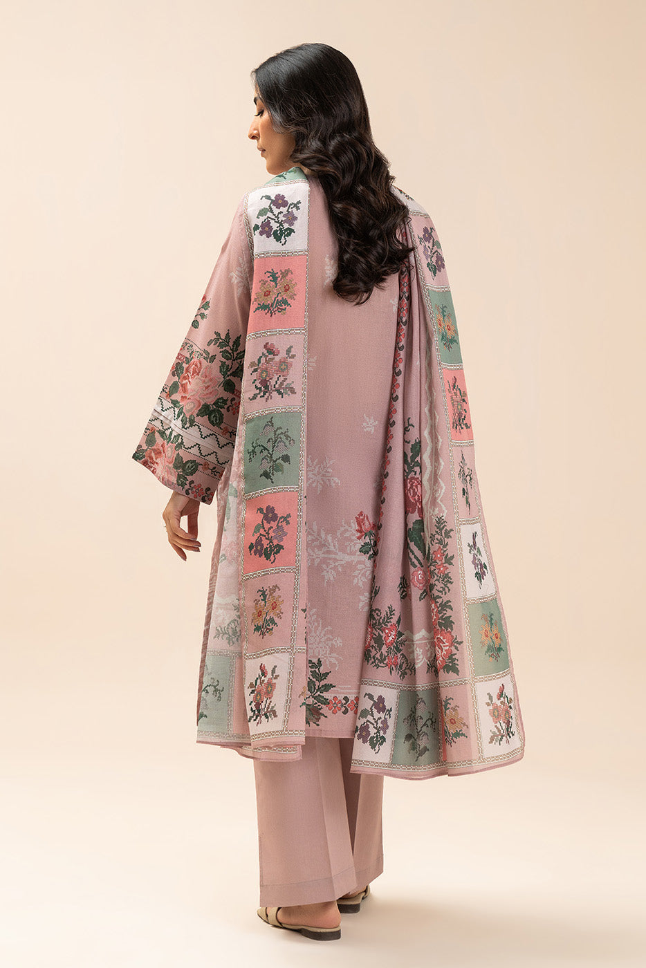 3 Piece Embroidered Lawn Suit-Pastel Fleur (Unstitched)