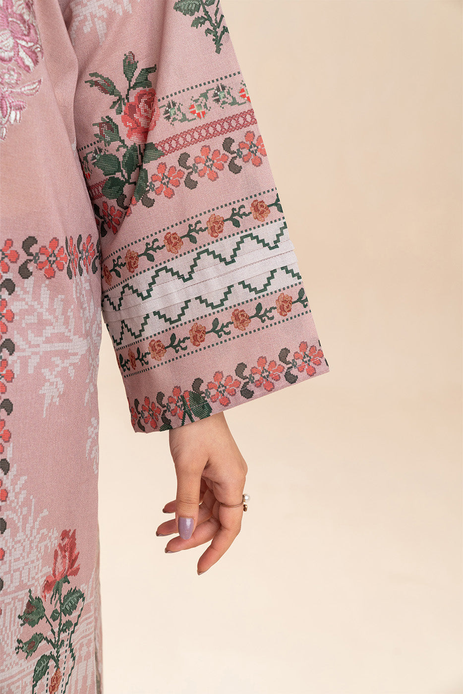 3 Piece Embroidered Lawn Suit-Pastel Fleur (Unstitched)