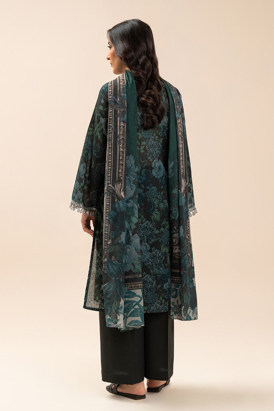 3 Piece Embroidered Lawn Suit-Indigo Verdent (Unstitched)