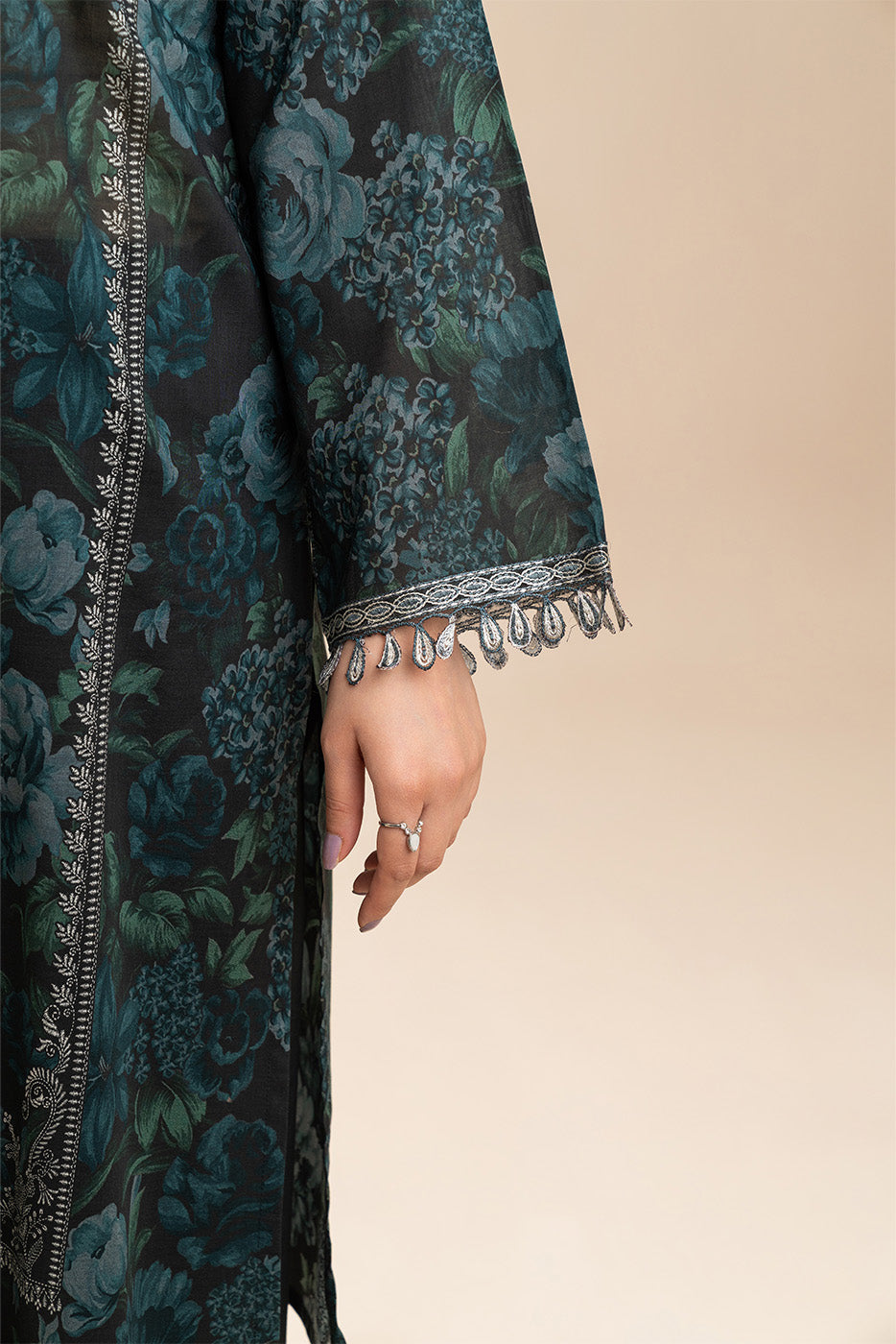 3 Piece Embroidered Lawn Suit-Indigo Verdent (Unstitched)