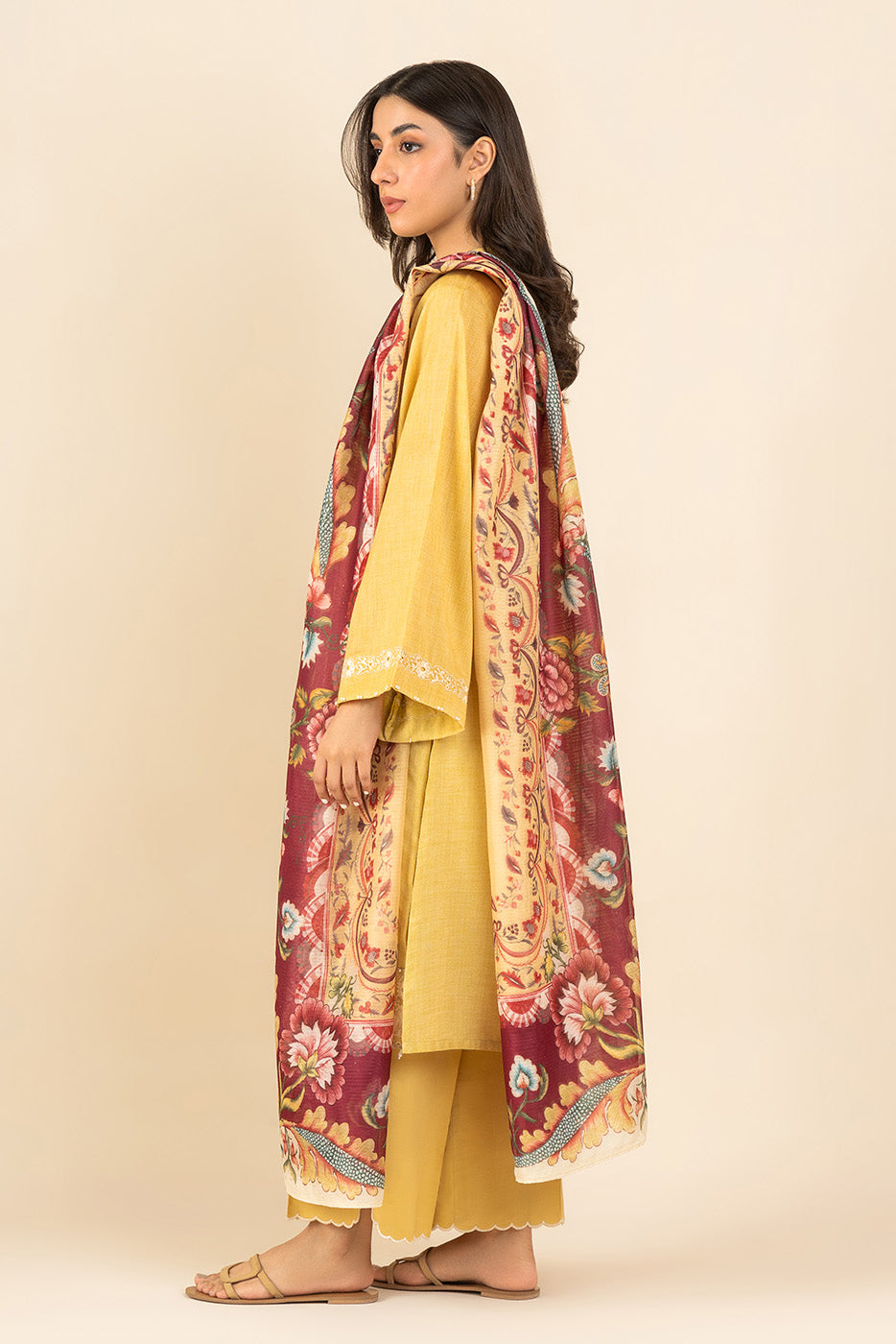 3 PIECE EMBROIDERED LAWN SUIT-MELLOW BLOOM ( UNSTITCHED )