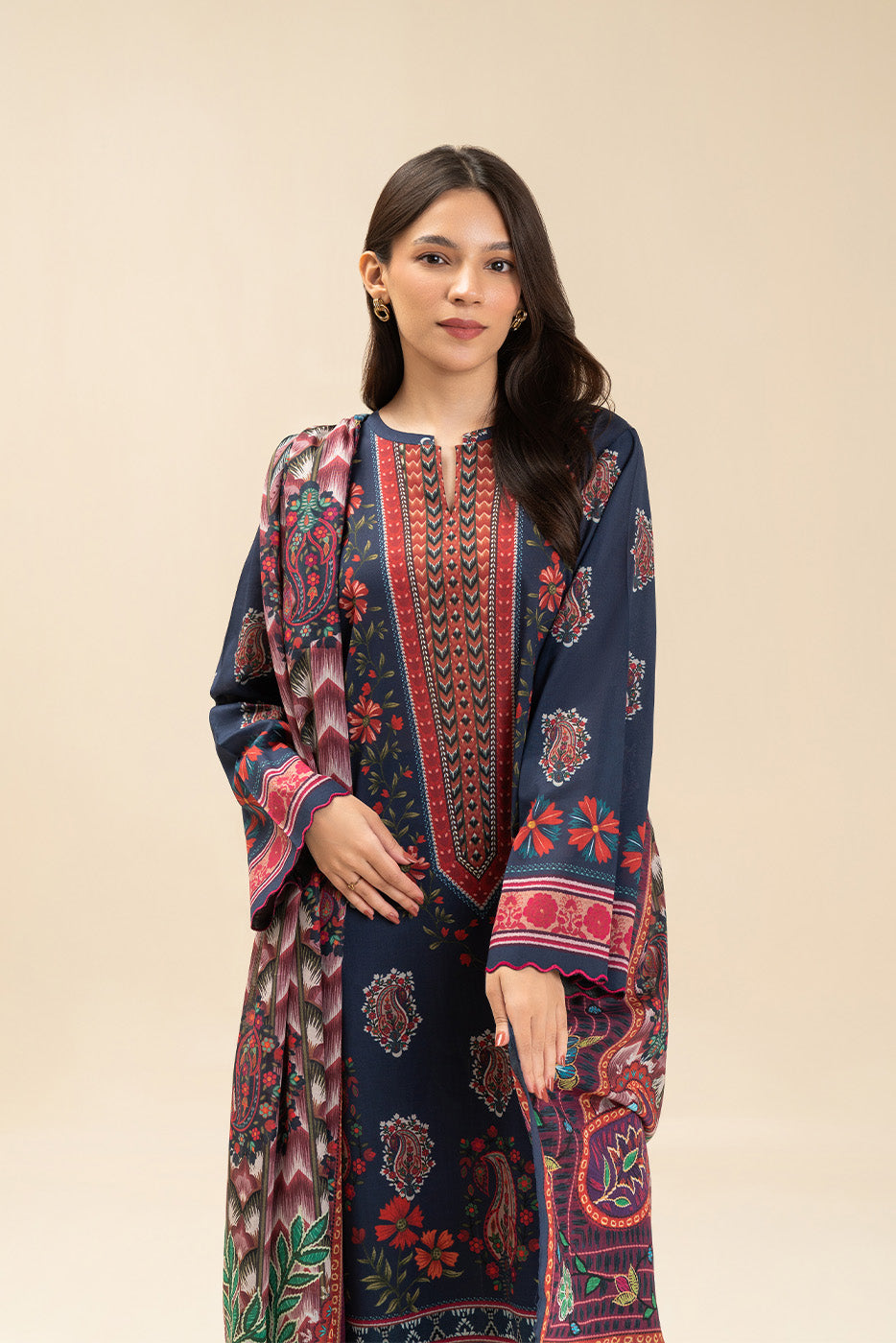 3 PICE PRINTED LAWN SUIT-SAPPHIRE BLOOM (UNSTITCHED)
