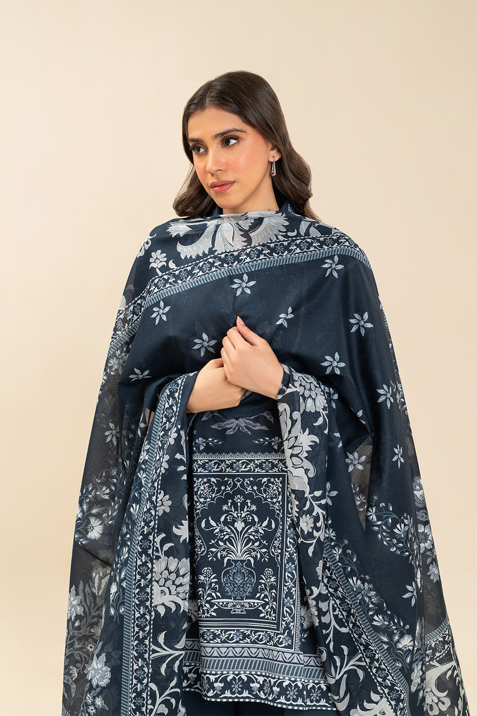 3 PIECE PRINTED LAWN SUIT-MYSTIC TIDE (UNSTITCHED)