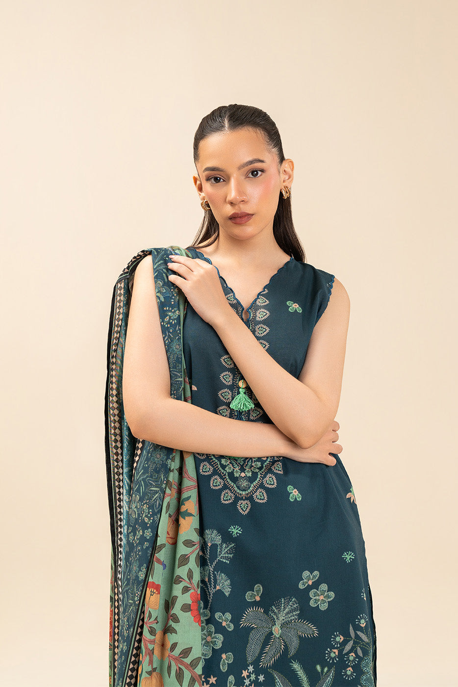 3 PIECE PRINTED LAWN SUIT-MISTY BREEZE (UNSTITCHED)