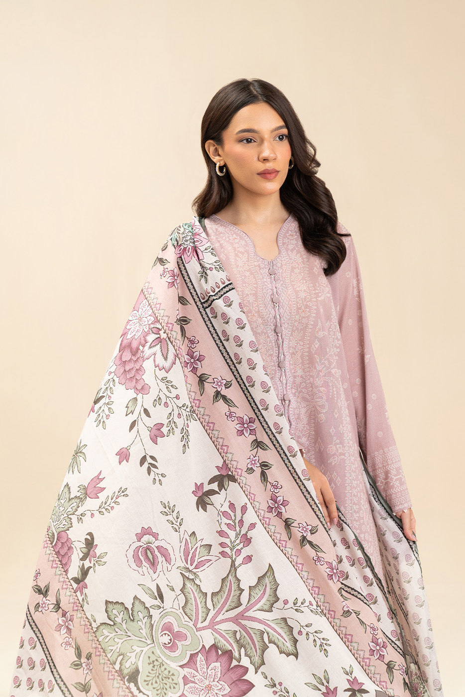 3 PIECE PRINTED LAWN SUIT-FLORET DUSK (UNSTITCHED)