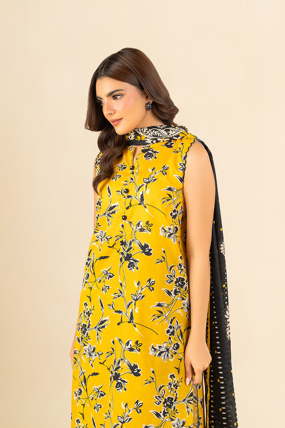 3 PIECE PRINTED LAWN SUIT-SOLAR WHIMSY (UNSTITCHED)