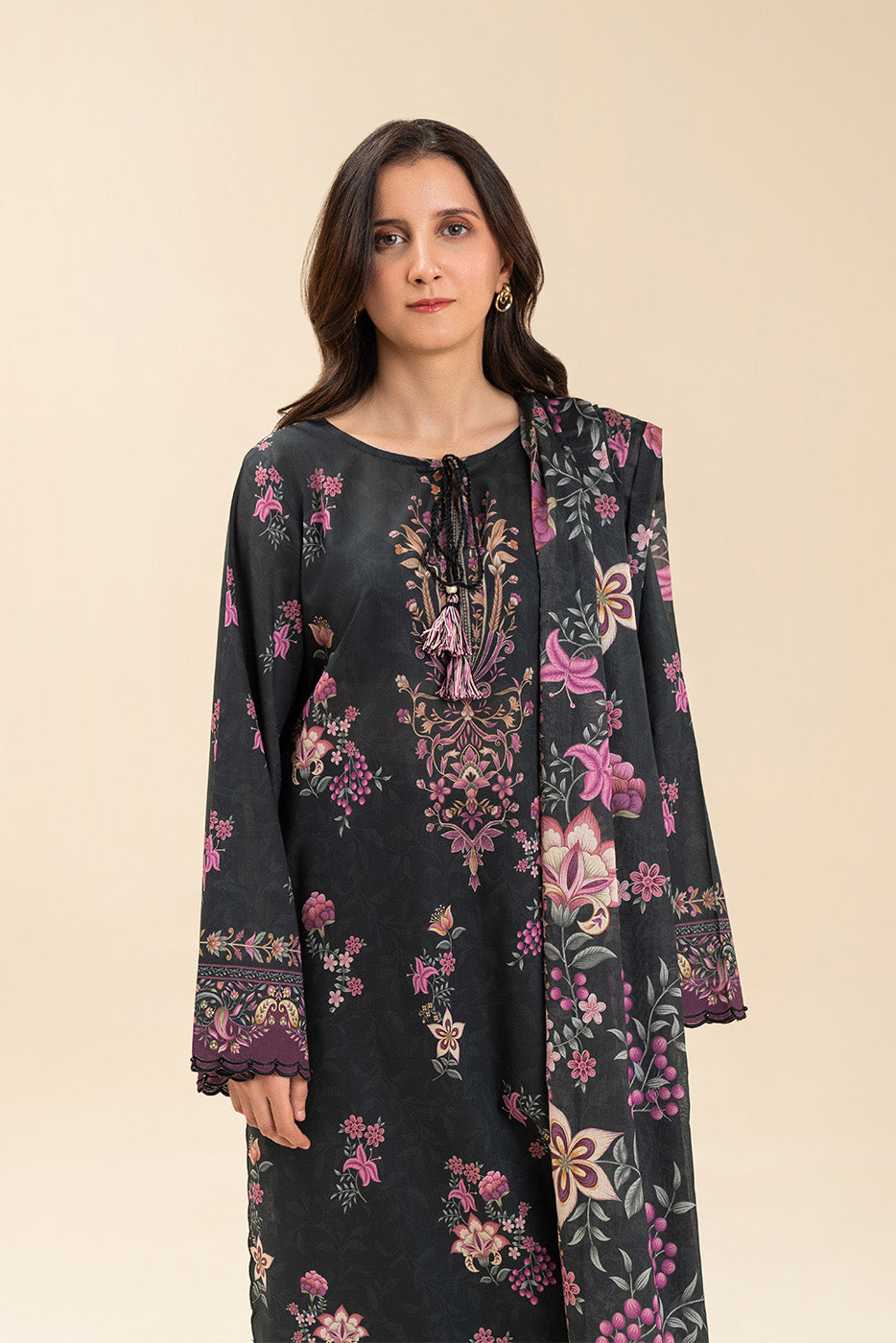 3 PICE PRINTED LAWN SUIT-EBONY FLORENCE (UNSTITCHED)