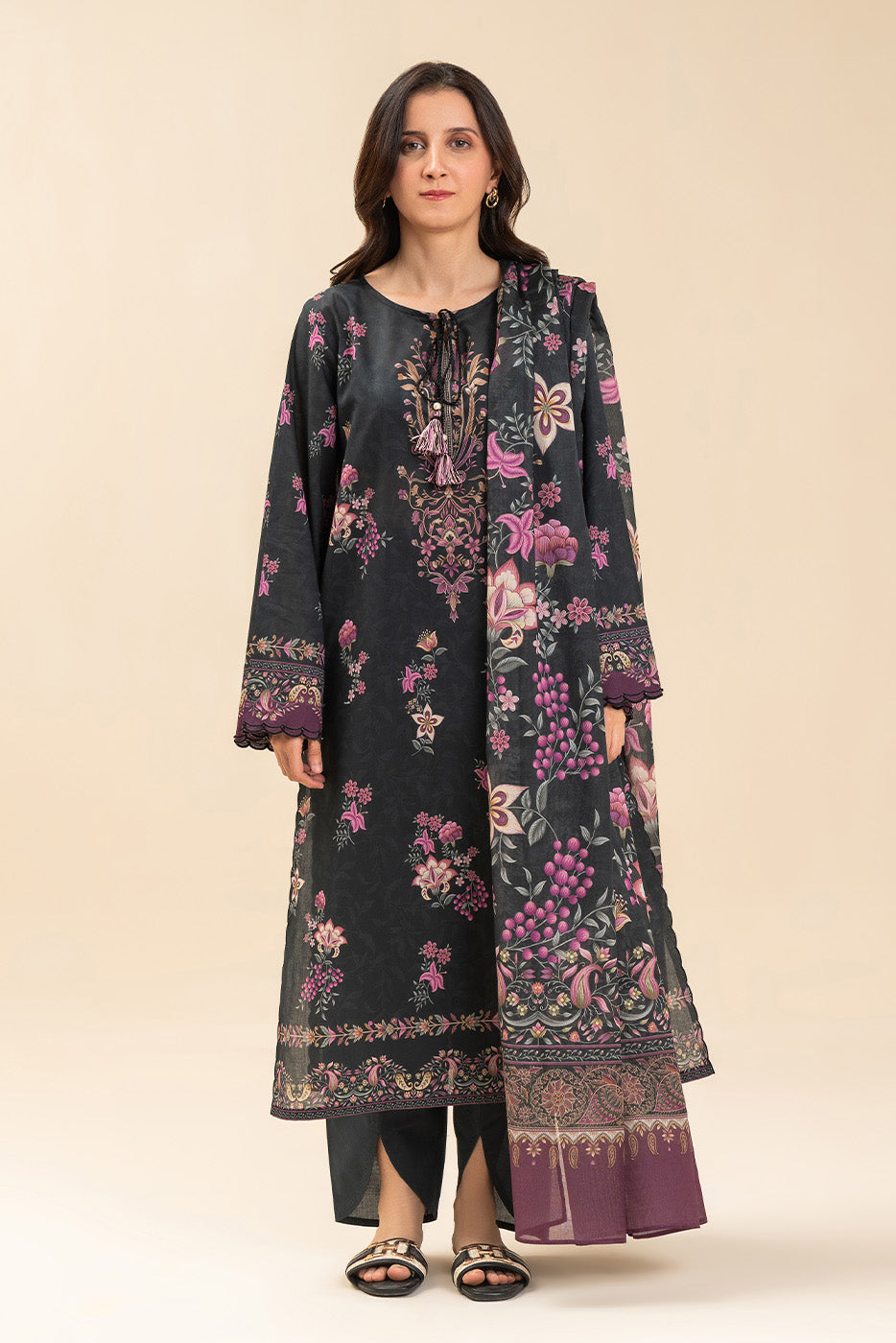 3 PICE PRINTED LAWN SUIT-EBONY FLORENCE (UNSTITCHED)