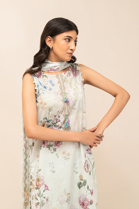 3 PIECE PRINTED LAWN SUIT-IVORY WHISPER (UNSTITCHED)